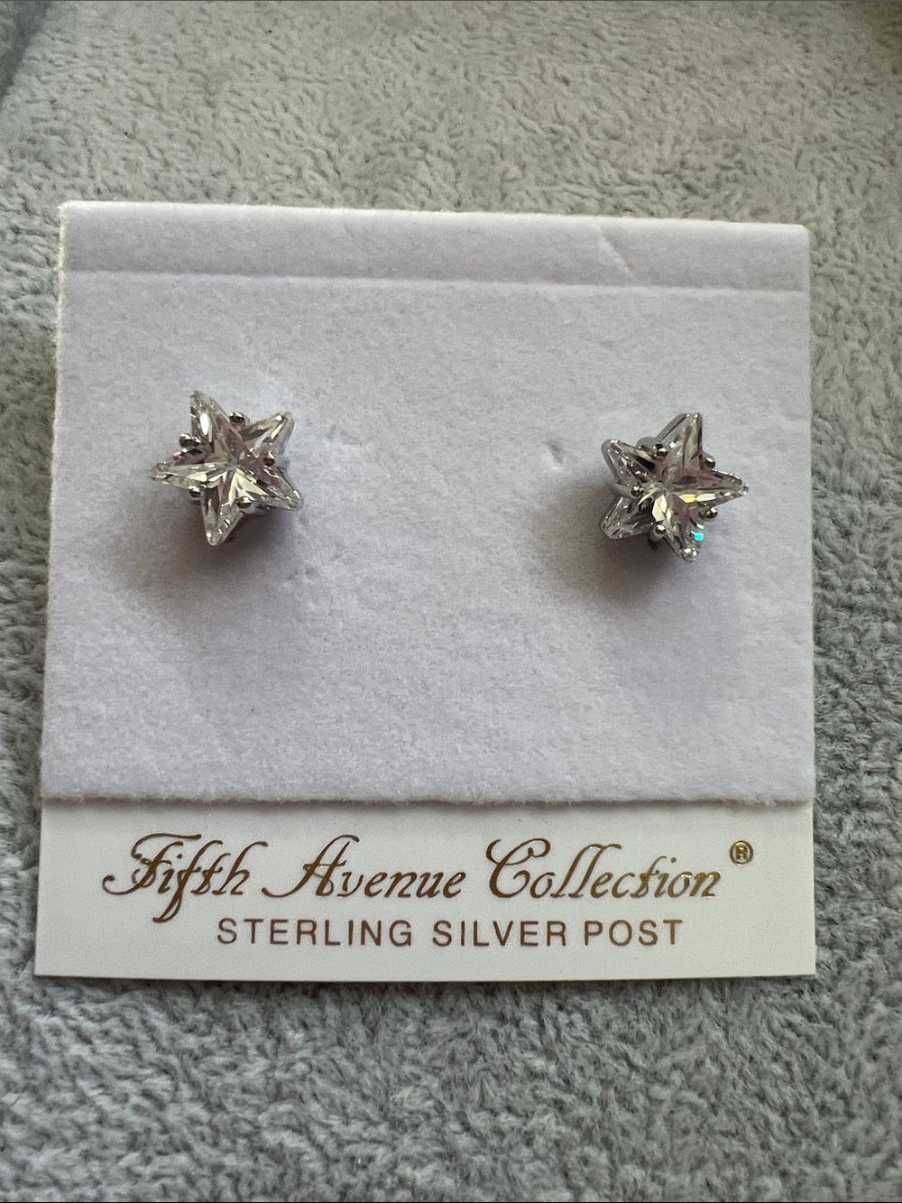 Fifth Avenue Collection Silver Star Stud Earrings - Clear
